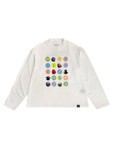 MARTINE ROSE - Funnel Neck L/S T-Shirt - AW25 - WHITE FUZZY BALLS